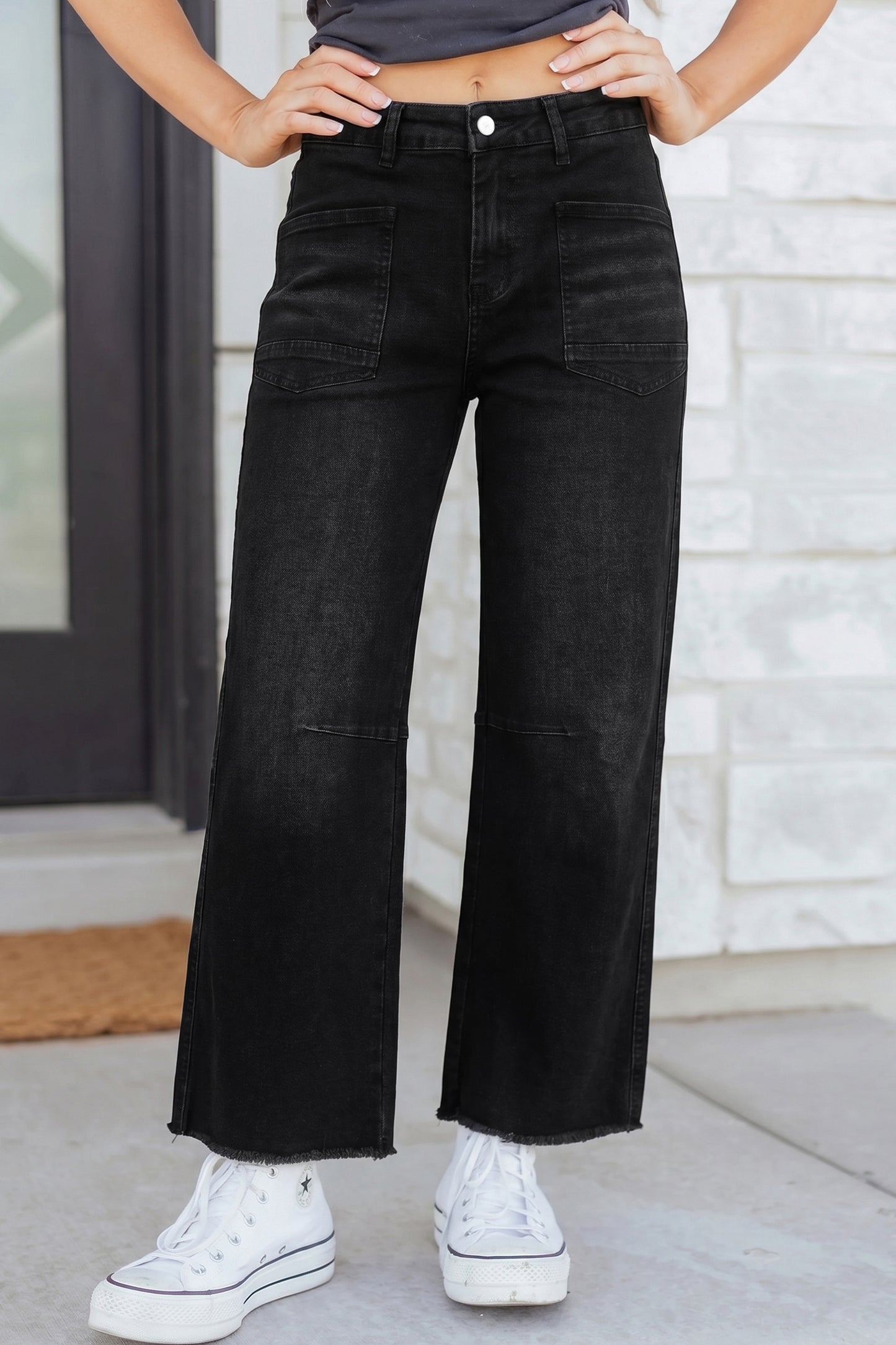 Beau Blue Frayed Cropped Straight Jeans
